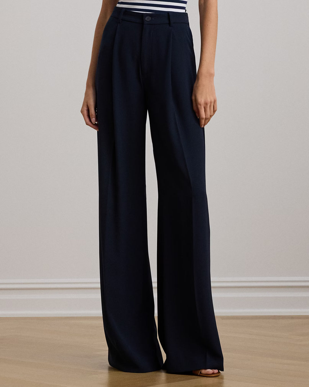 Ralph Lauren Double-Faced Georgette Wide-Leg Pant