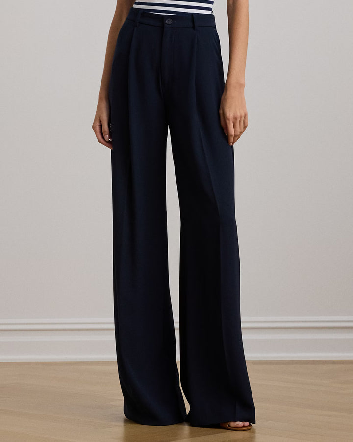 Ralph Lauren Double-Faced Georgette Wide-Leg Pant