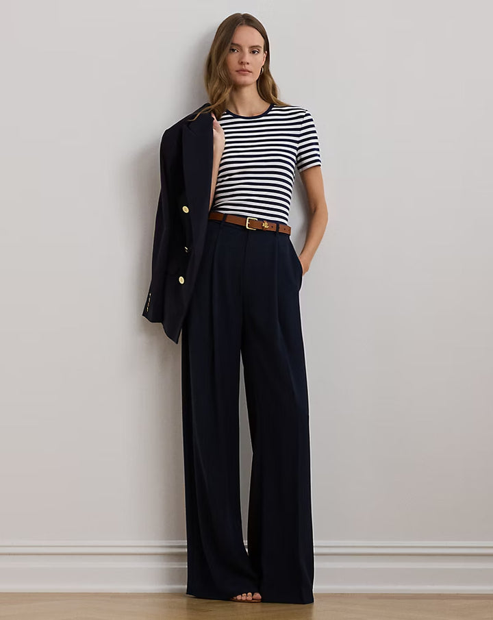 Ralph Lauren Double-Faced Georgette Wide-Leg Pant