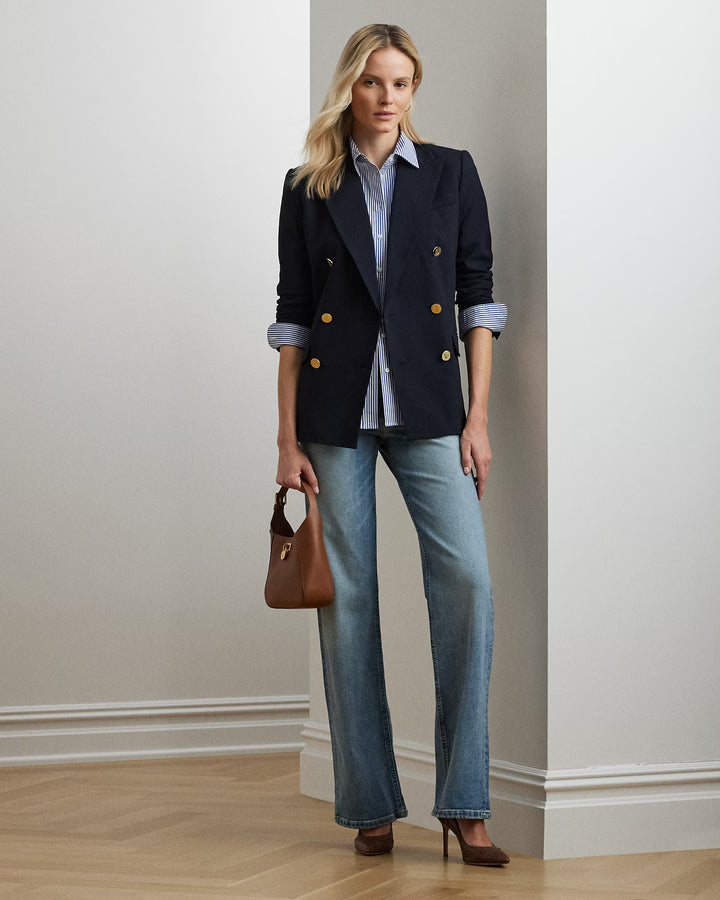 Ralph Lauren Double-Breasted Wool Crepe Blazer
