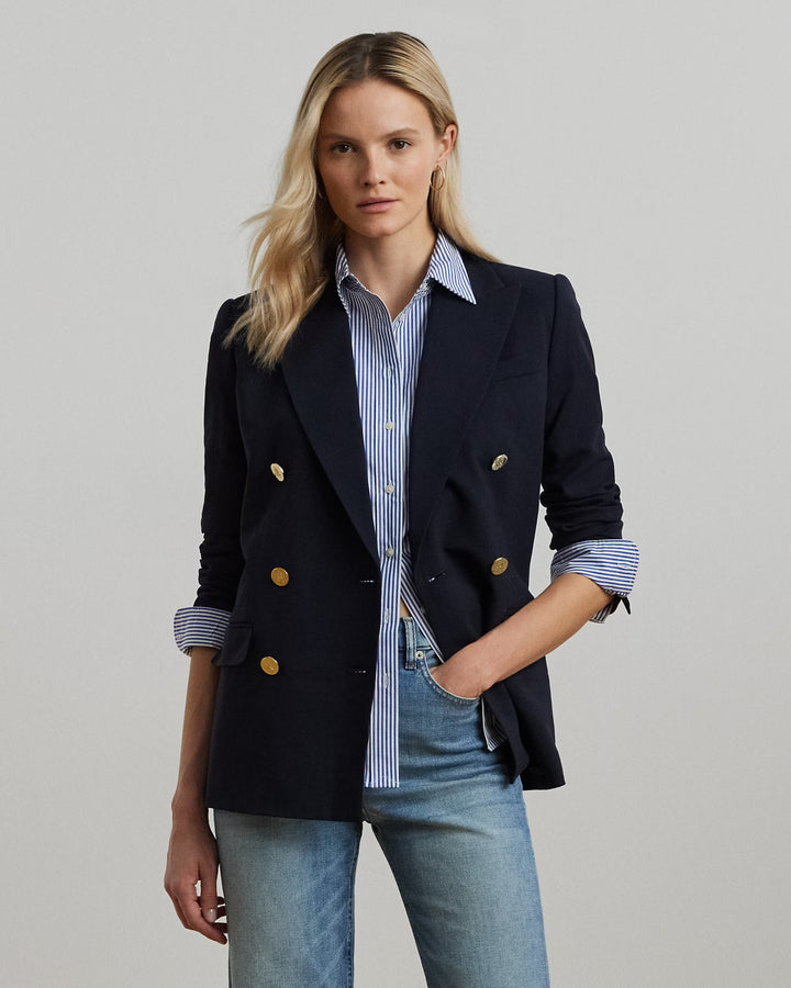 Ralph Lauren Double-Breasted Wool Crepe Blazer