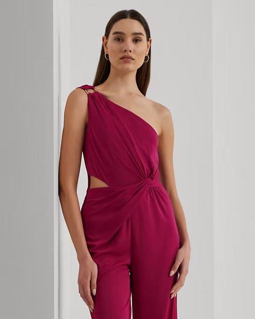 Ralph Lauren Twist-Front Jersey One-Shoulder Jumpsuit