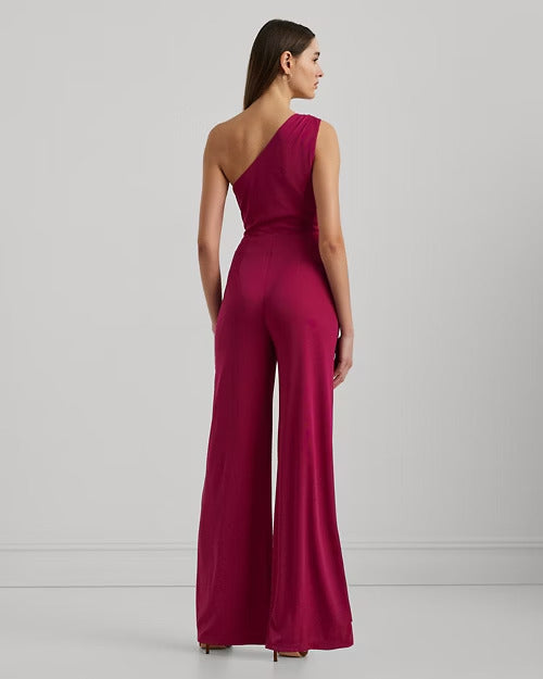 Ralph Lauren Twist-Front Jersey One-Shoulder Jumpsuit