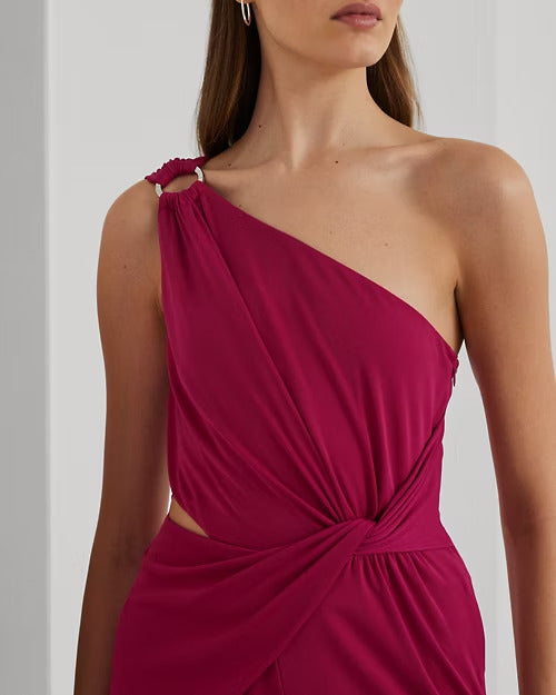 Ralph Lauren Twist-Front Jersey One-Shoulder Jumpsuit