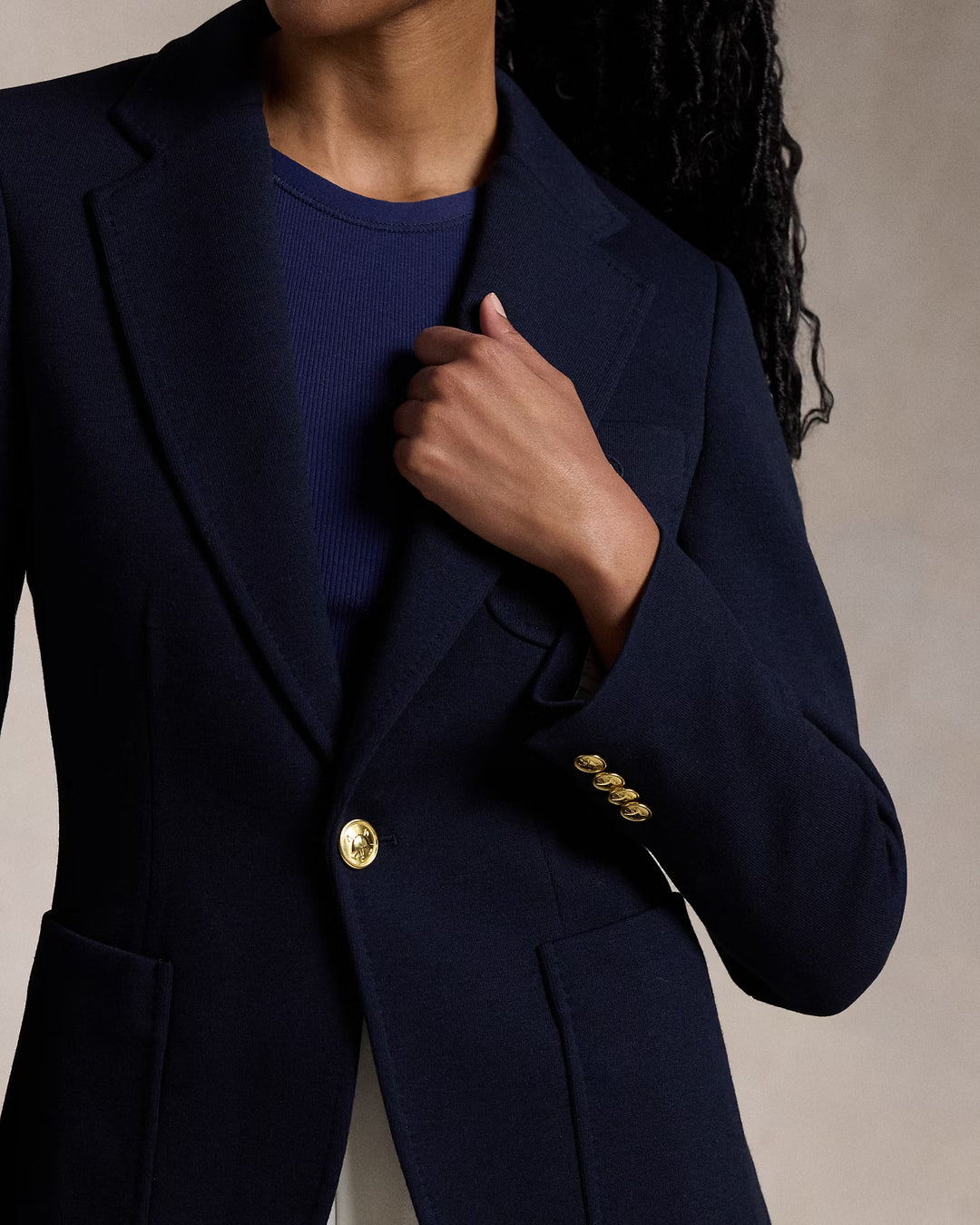 Ralph Lauren Logo-Crest Knit Blazer