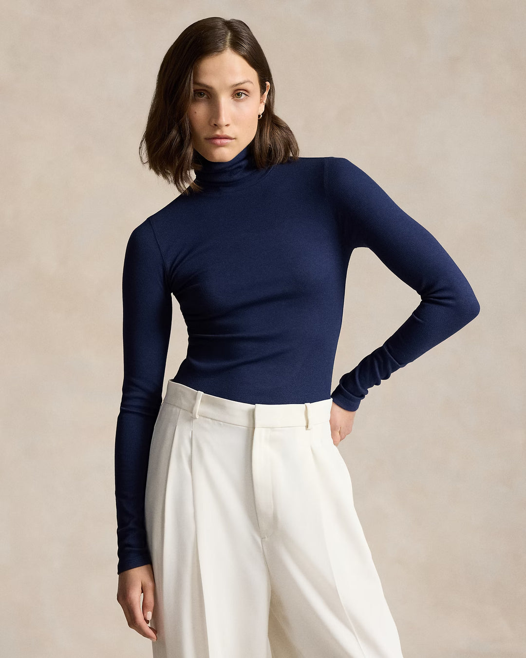 Ralph Lauren Stretch Ribbed Turtleneck