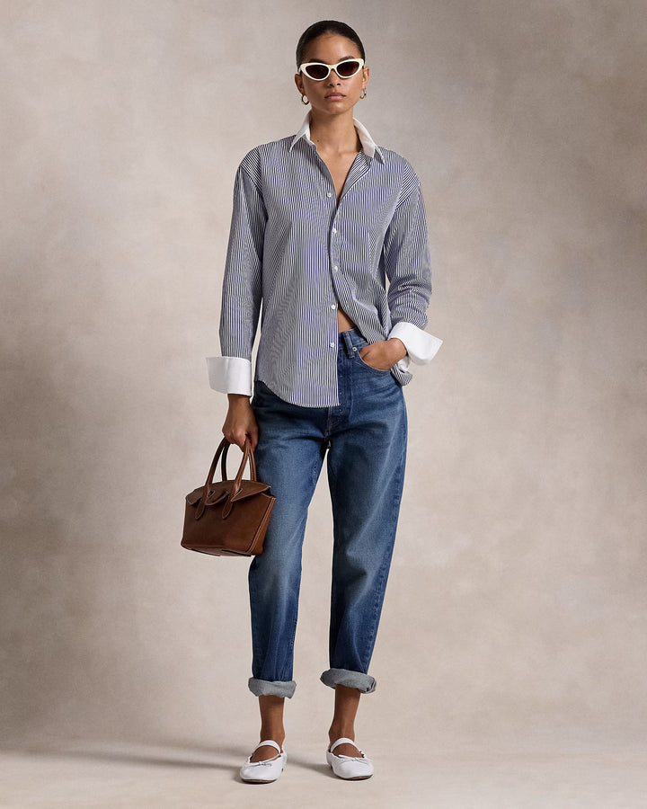 Ralph Lauren Extended-Cuff Striped Cotton Shirt