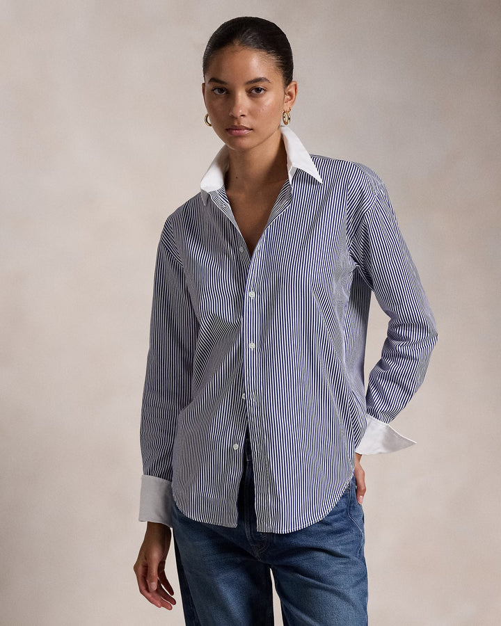 Ralph Lauren Extended-Cuff Striped Cotton Shirt