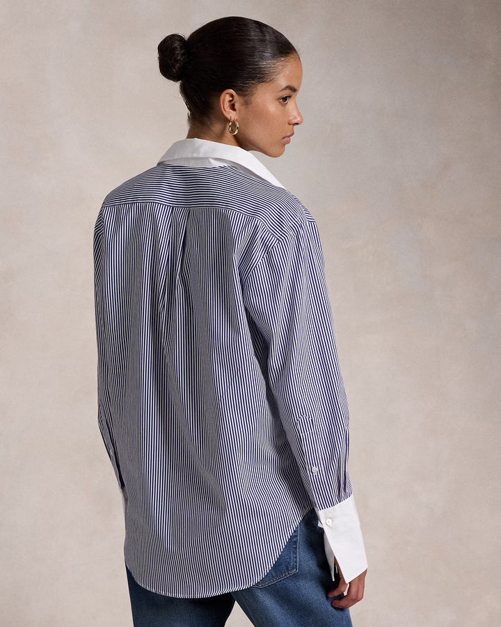 Ralph Lauren Extended-Cuff Striped Cotton Shirt