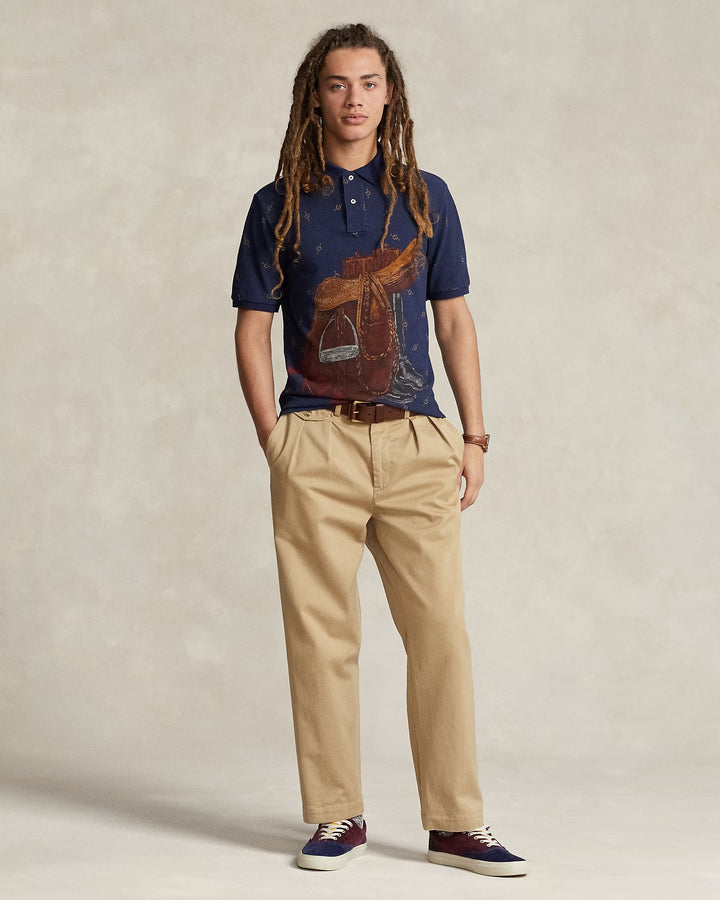 Ralph Lauren Classic Fit Saddle-Print Mesh Polo Shirt
