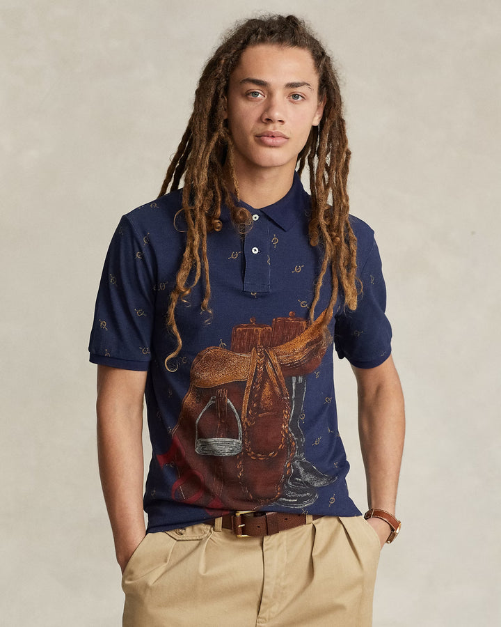 Ralph Lauren Classic Fit Saddle-Print Mesh Polo Shirt