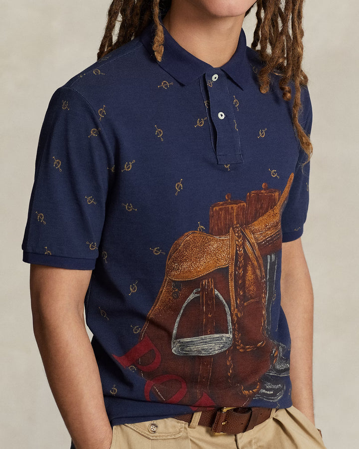 Ralph Lauren Classic Fit Saddle-Print Mesh Polo Shirt