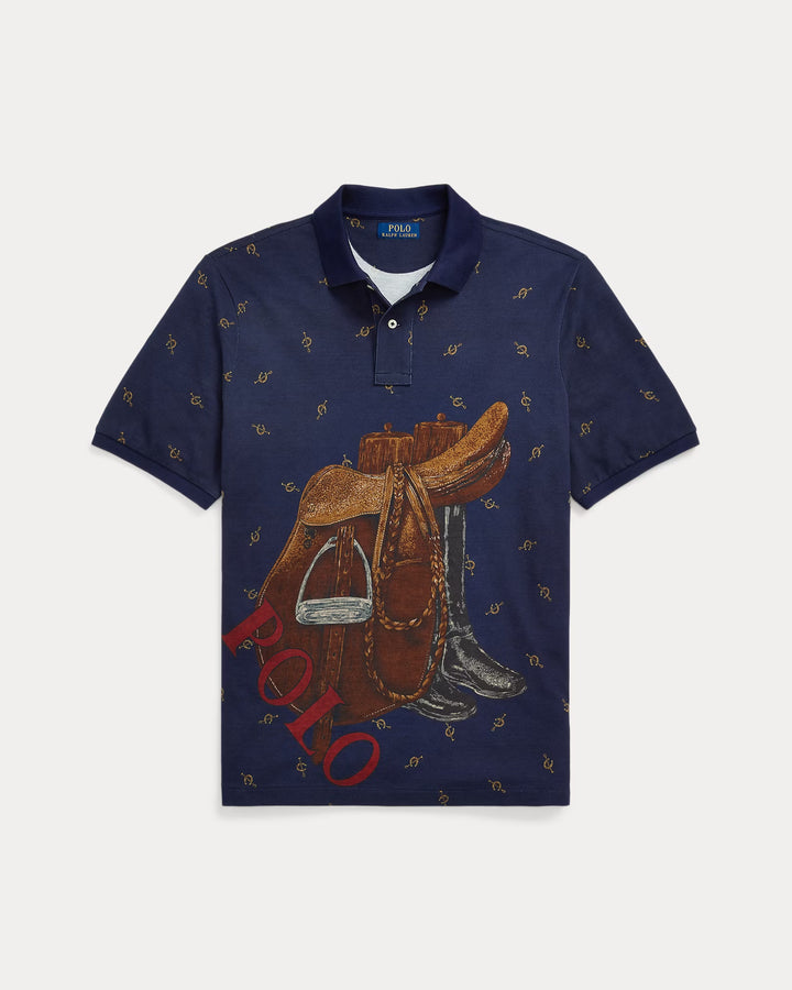 Ralph Lauren Classic Fit Saddle-Print Mesh Polo Shirt