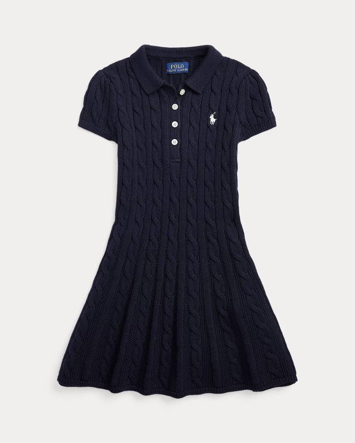 Ralph Lauren Cable-Knit Cotton Polo Sweater Dress