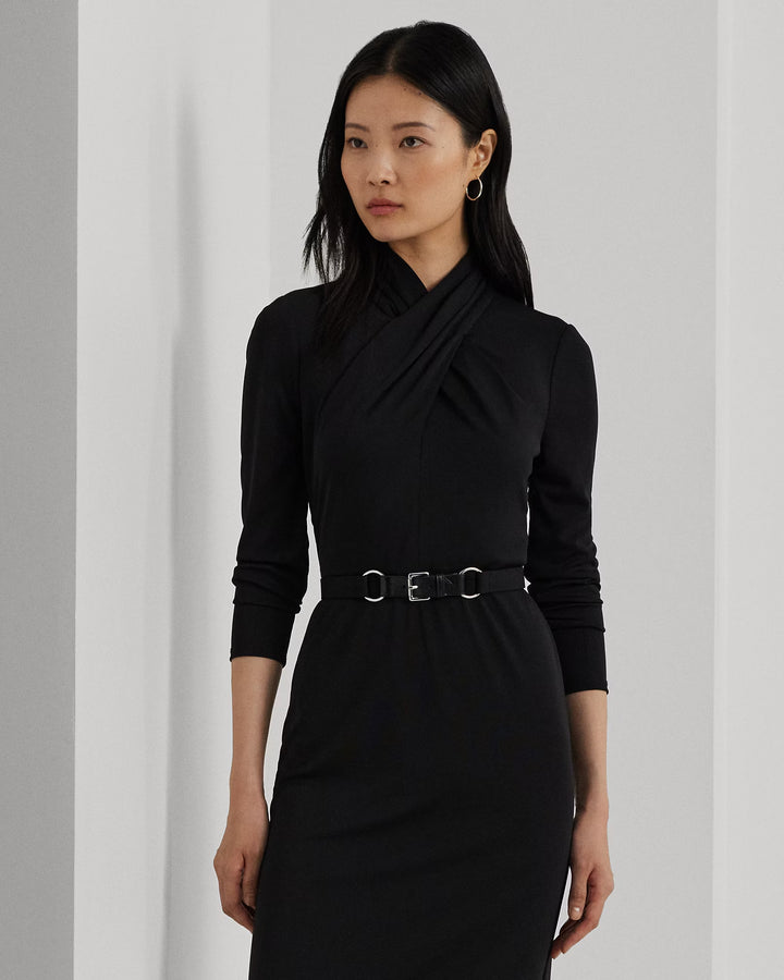 Ralph Lauren Belted Mockneck Jersey Dress
