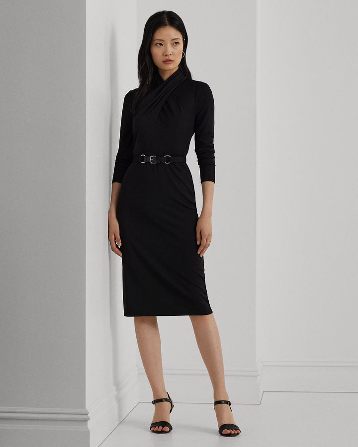 Ralph Lauren Belted Mockneck Jersey Dress