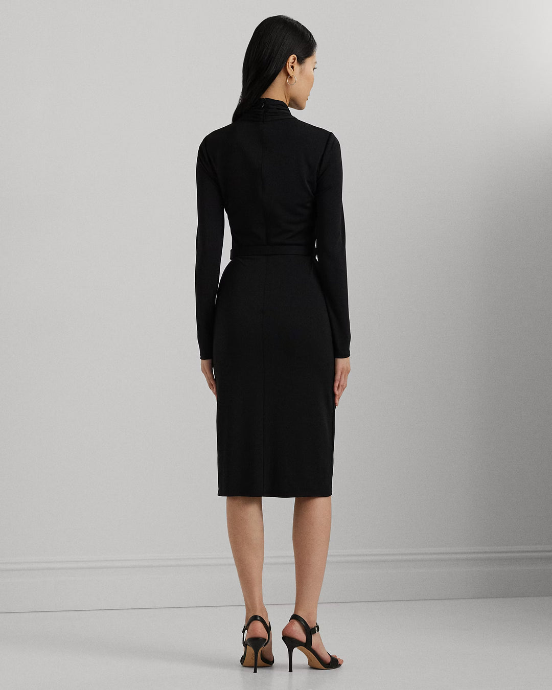 Ralph Lauren Belted Mockneck Jersey Dress