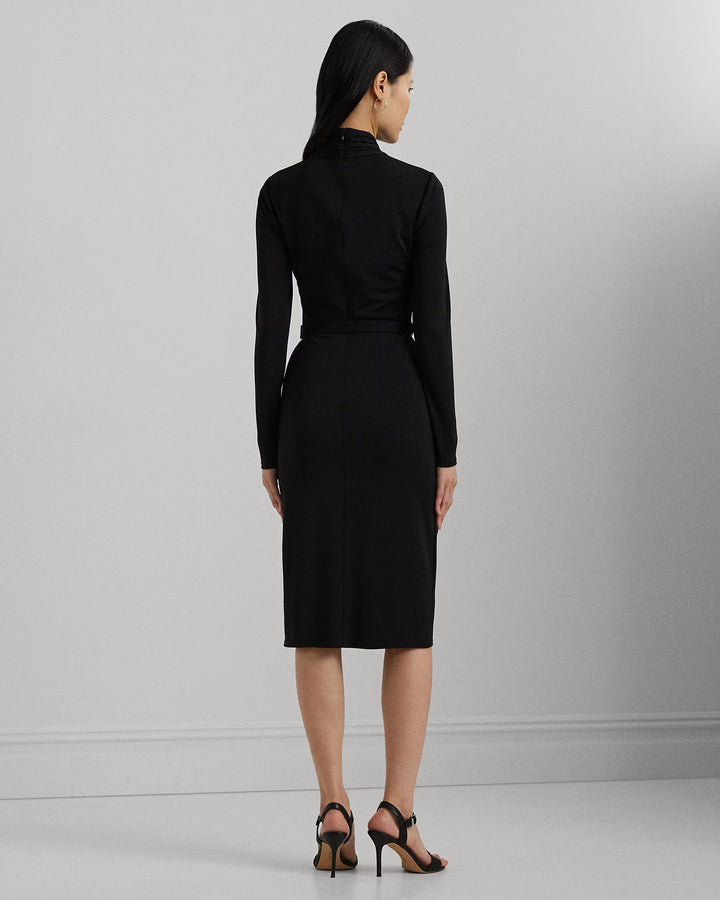 Ralph Lauren Belted Mockneck Jersey Dress