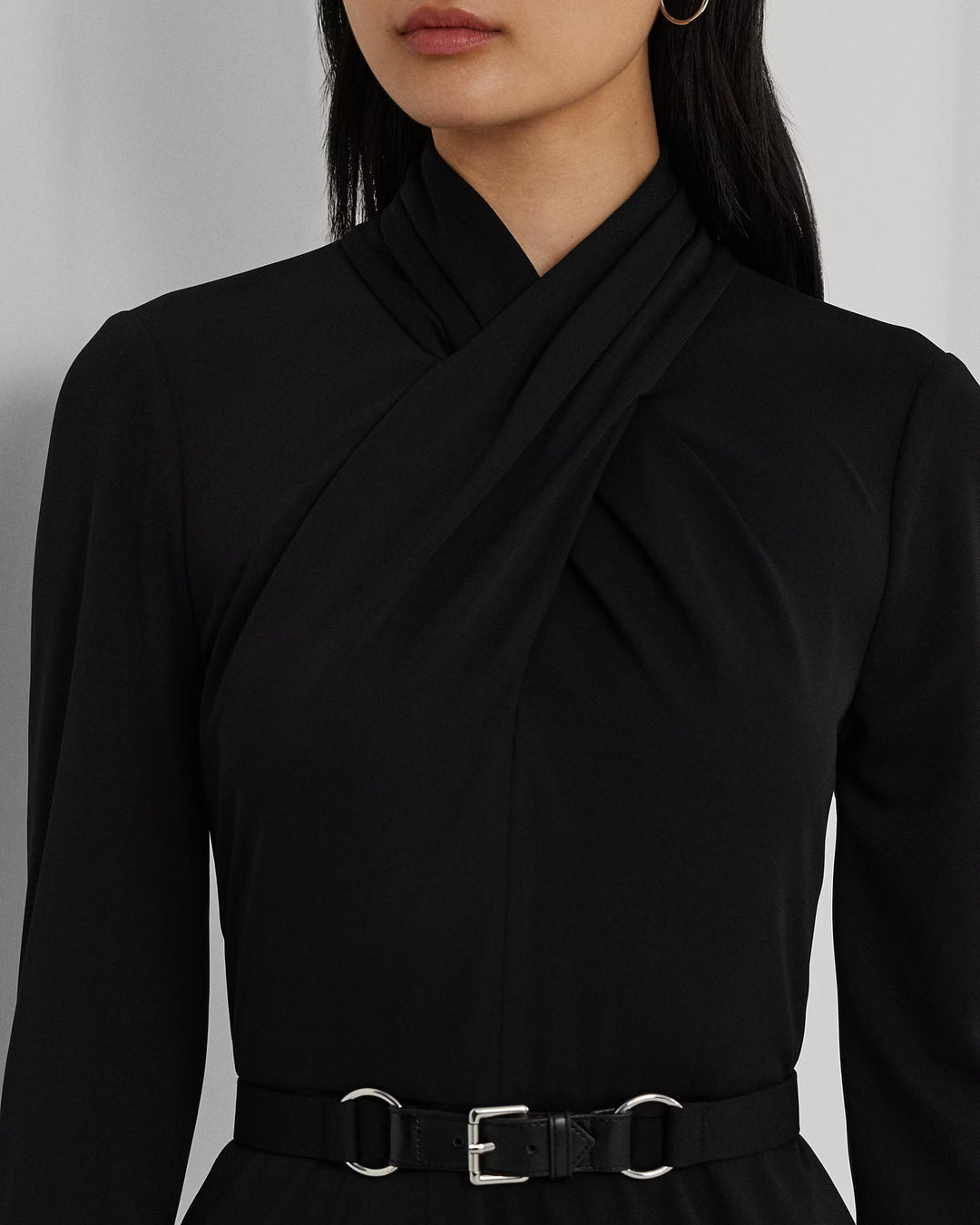 Ralph Lauren Belted Mockneck Jersey Dress
