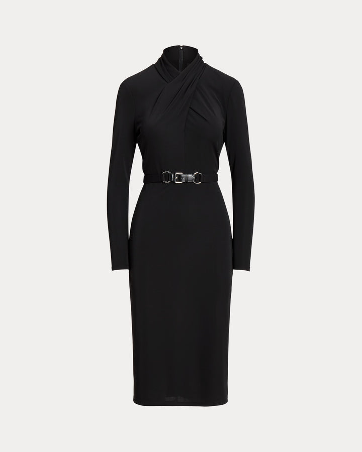 Ralph Lauren Belted Mockneck Jersey Dress