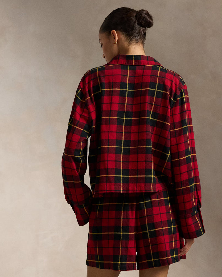 Ralph Lauren Crop Top & Boxer Plaid Flannel PJ Set