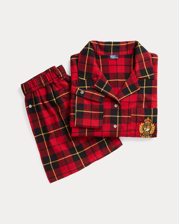 Ralph Lauren Crop Top & Boxer Plaid Flannel PJ Set