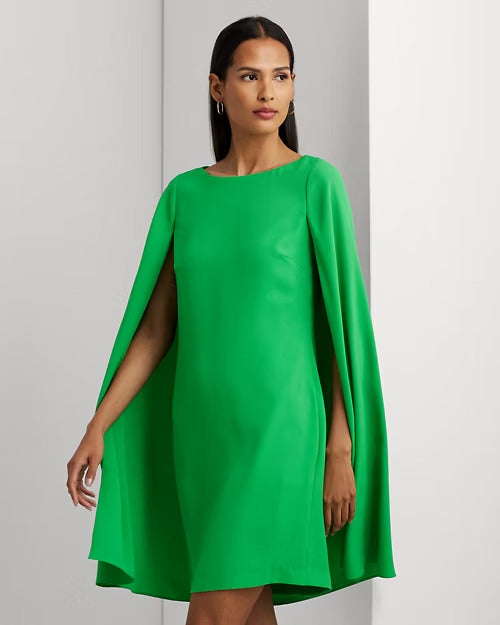 Ralph Lauren Cape Georgette Cocktail Dress