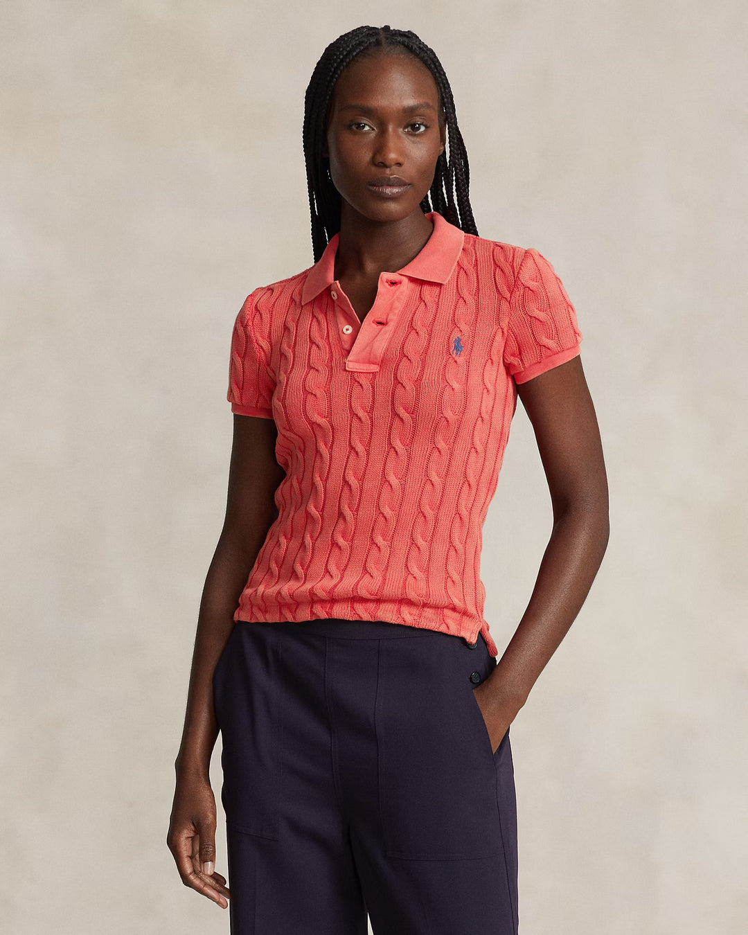 Ralph Lauren Cable-Knit Polo Shirt