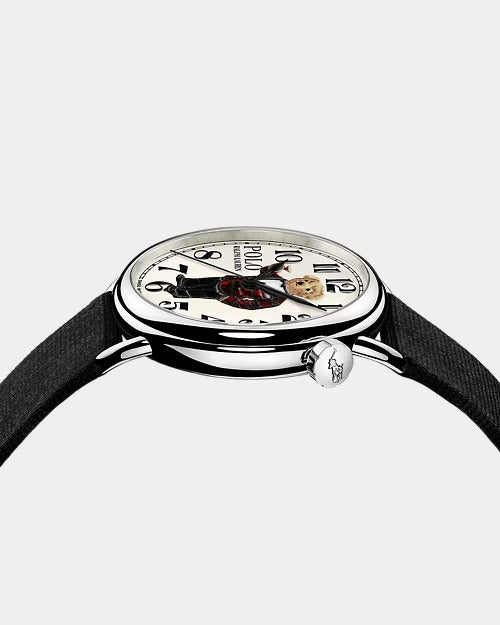 Ralph Lauren 42 MM Tartan Polo Bear Steel White Dial