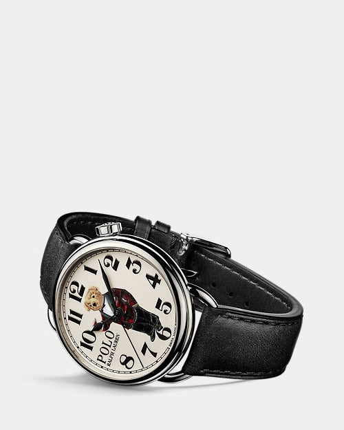 Ralph Lauren 42 MM Tartan Polo Bear Steel White Dial