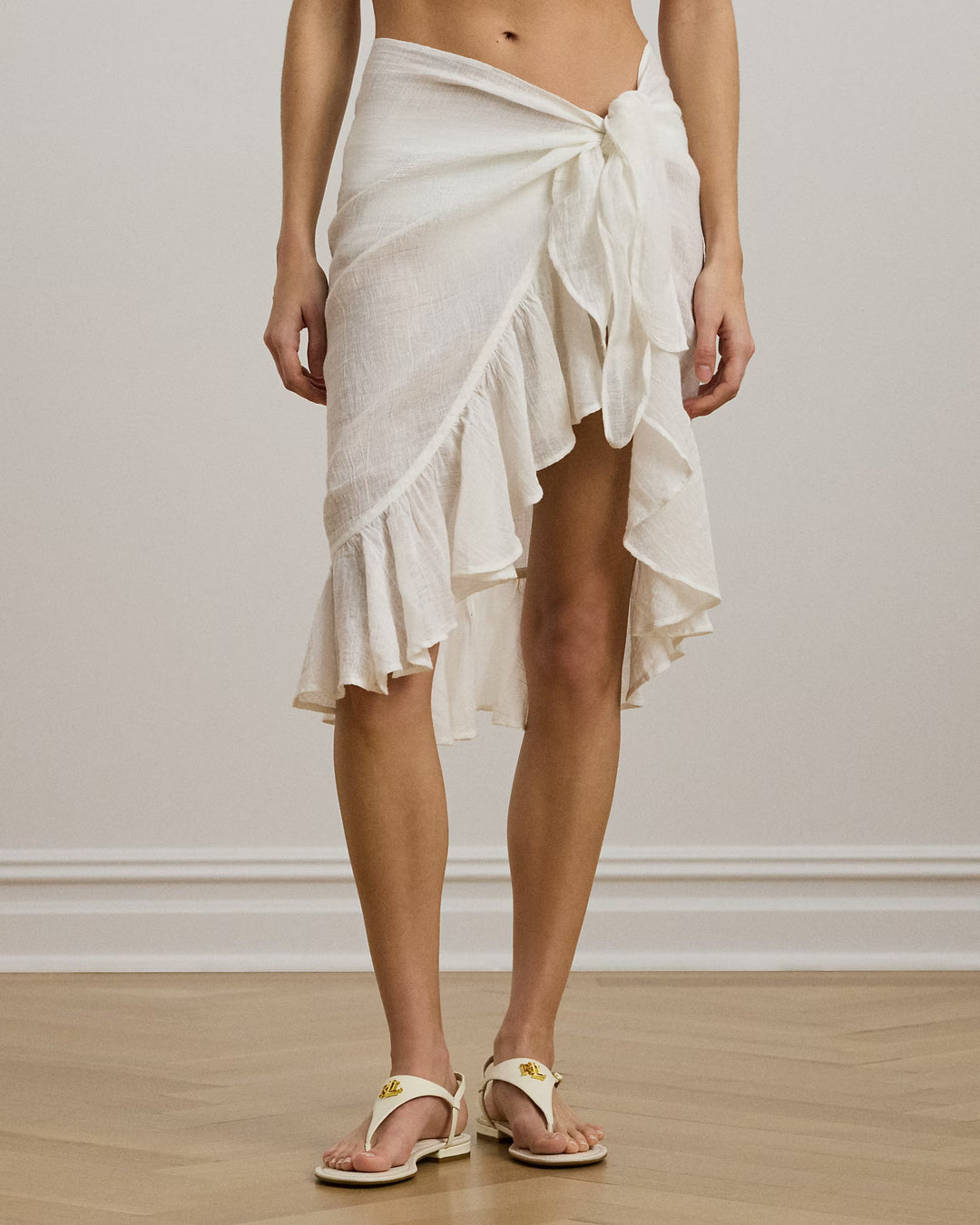 Ralph Lauren Ruffle-Trim Cotton-Linen Skirt Cover-Up