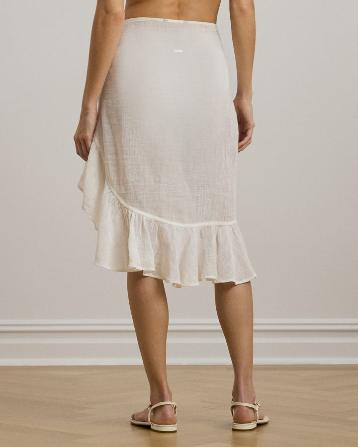 Ralph Lauren Ruffle-Trim Cotton-Linen Skirt Cover-Up