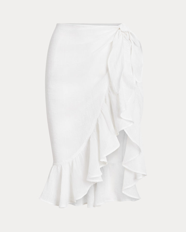 Ralph Lauren Ruffle-Trim Cotton-Linen Skirt Cover-Up