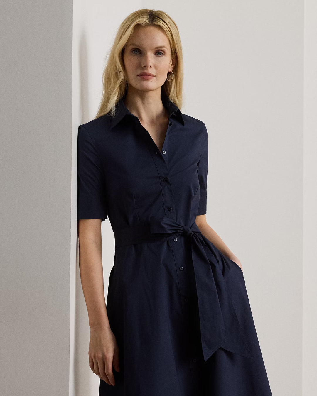 Ralph Lauren Belted Cotton-Blend Shirtdress