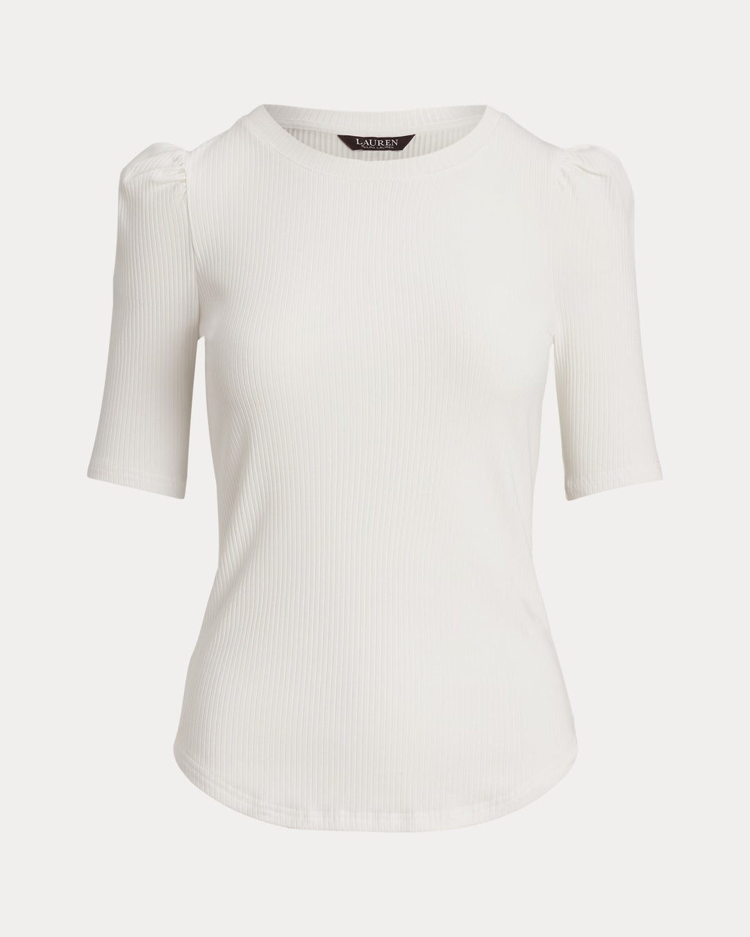 Ralph Lauren Cotton-Blend Rib-Knit Puff-Sleeve Tee