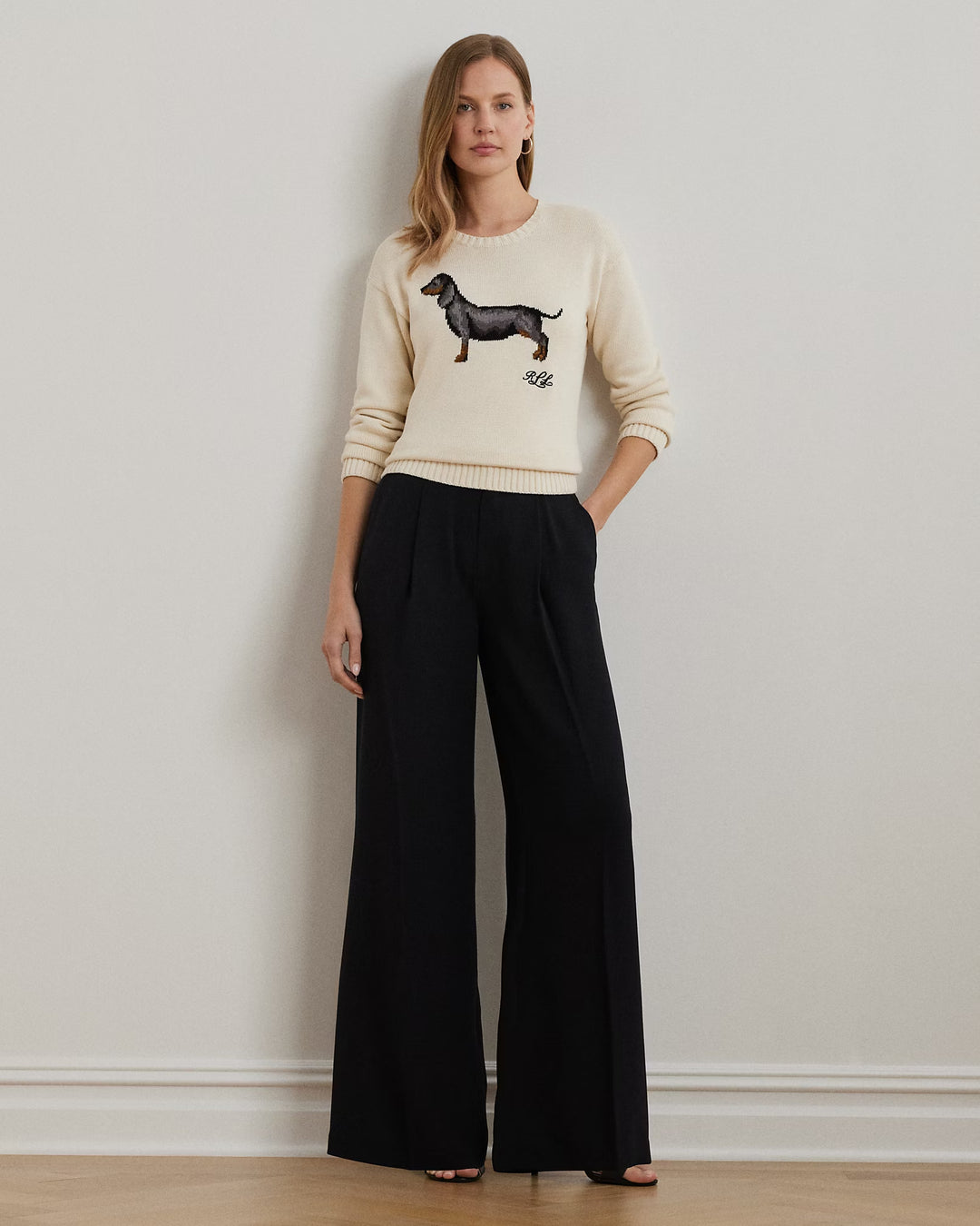 Ralph Lauren Double-Faced Georgette Wide-Leg Pant