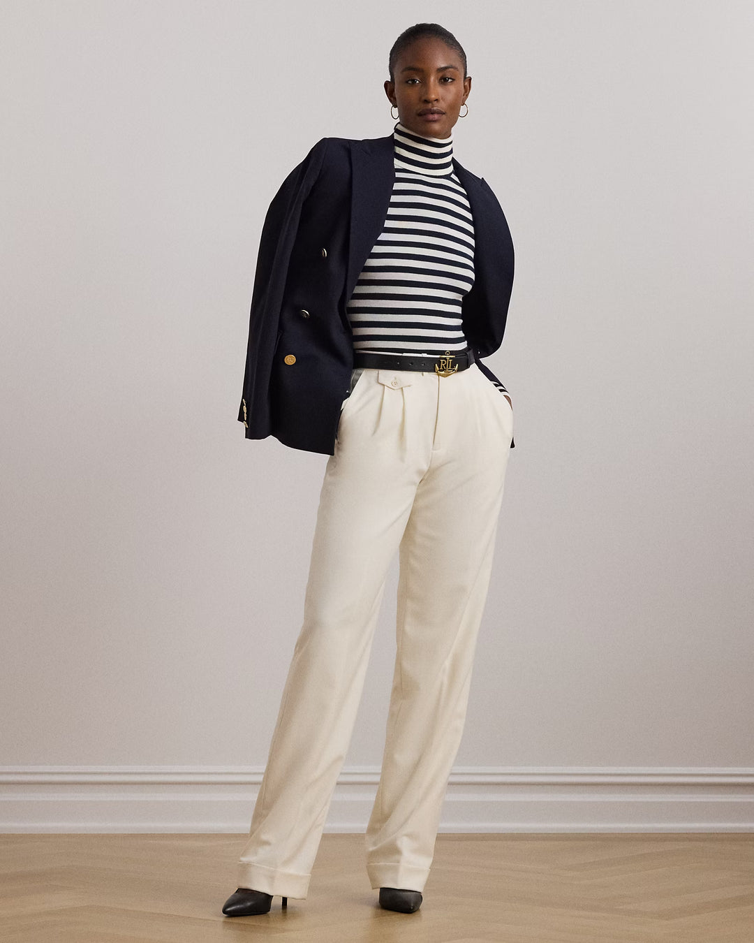 Ralph Lauren Pleated Wool Twill Straight Pant