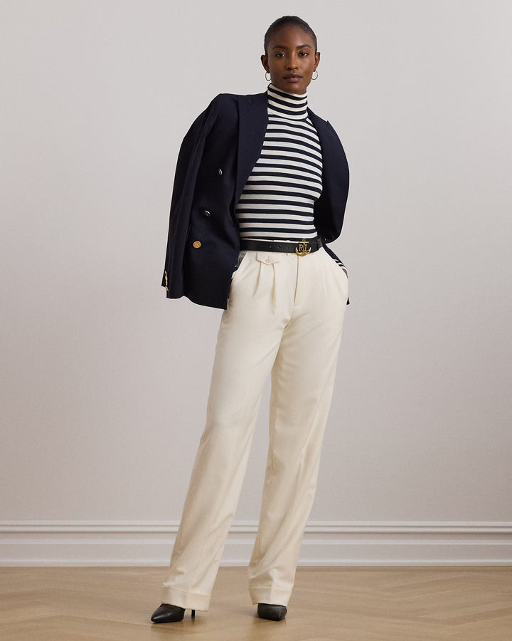 Ralph Lauren Pleated Wool Twill Straight Pant