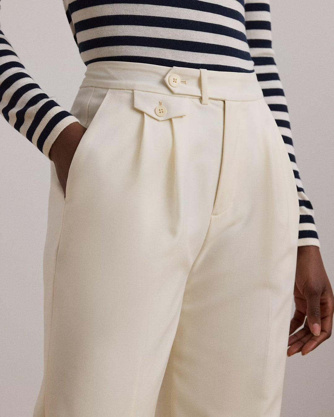 Ralph Lauren Pleated Wool Twill Straight Pant