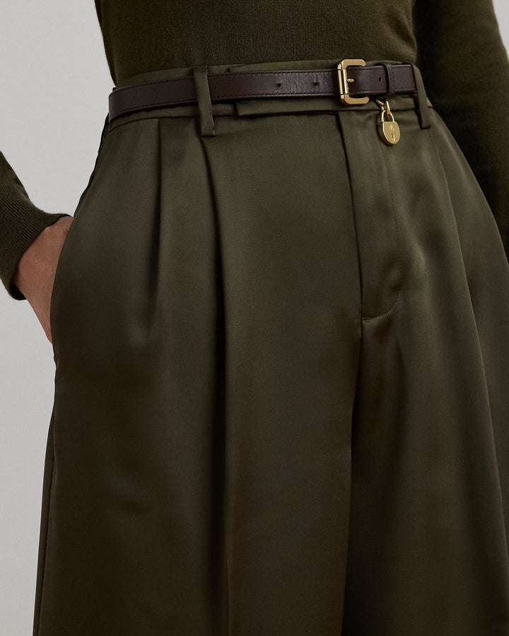 Ralph Lauren Pleated Satin Charmeuse Wide-Leg Pant