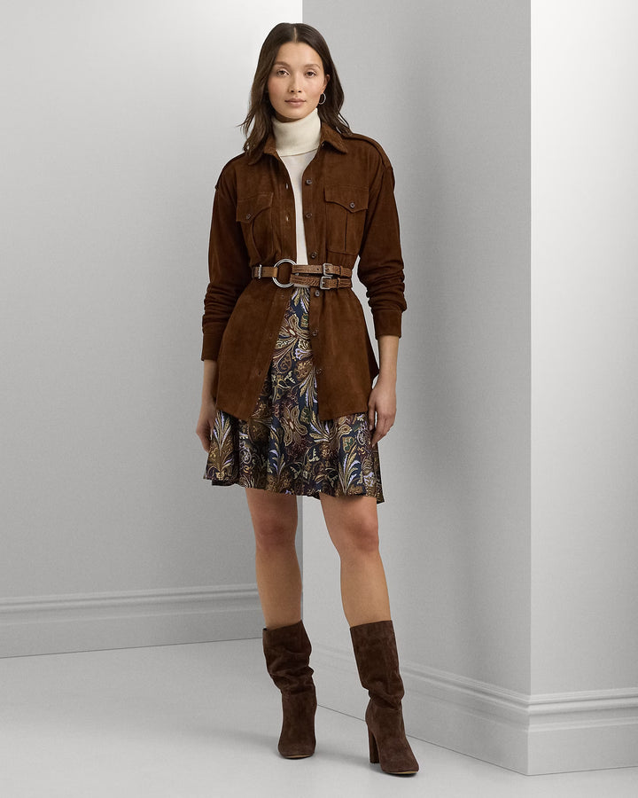 Ralph Lauren Paisley Satin Charmeuse Miniskirt