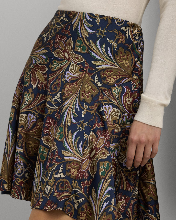 Ralph Lauren Paisley Satin Charmeuse Miniskirt
