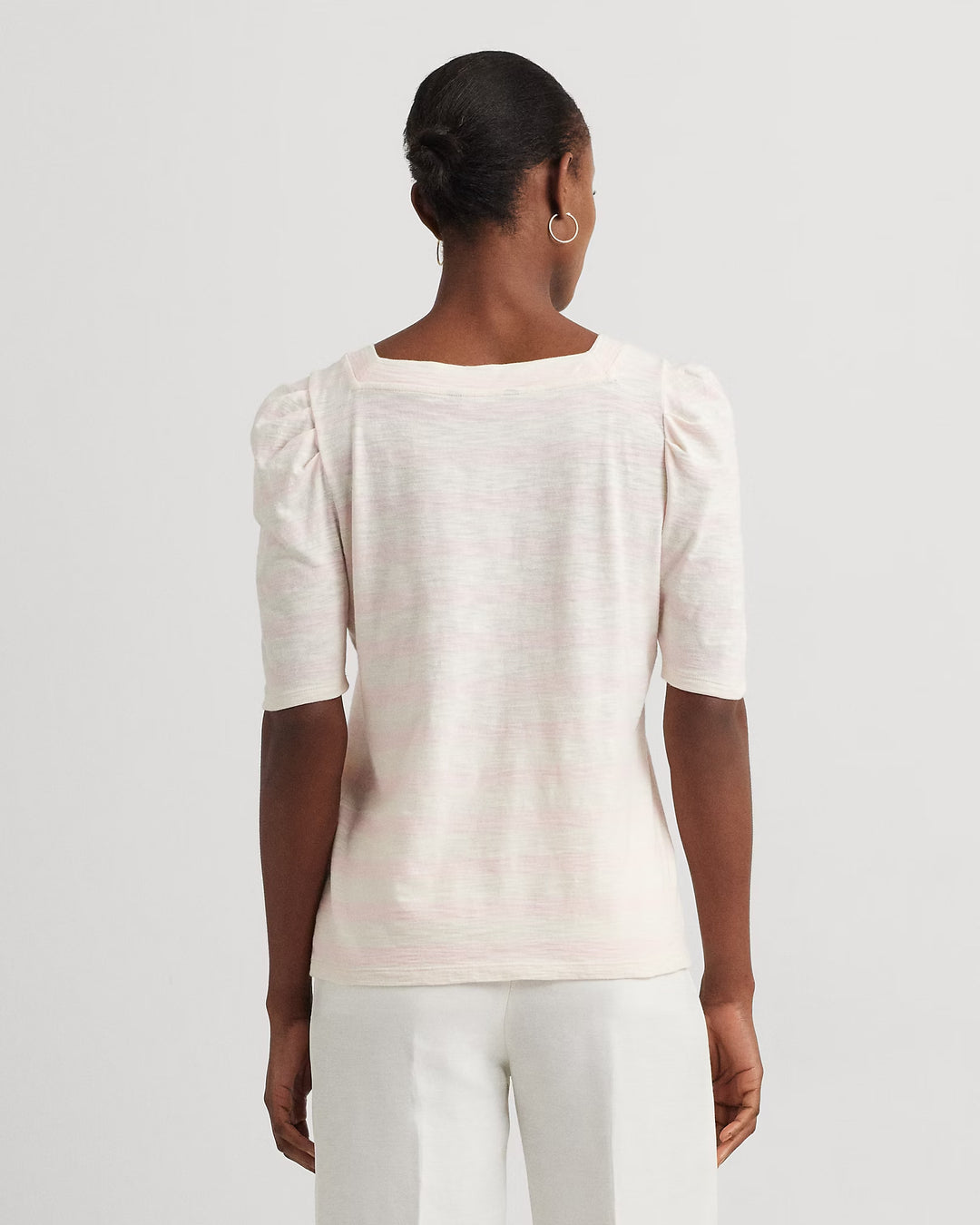 Ralph Lauren Striped Cotton Jersey Puff-Sleeve Tee