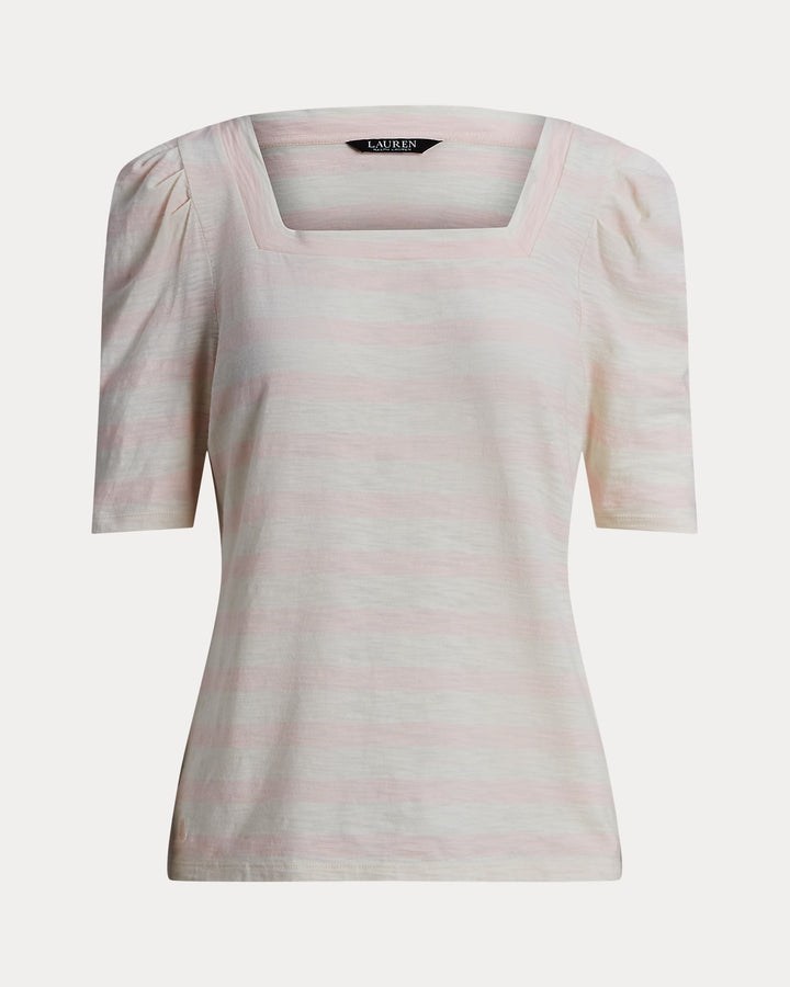 Ralph Lauren Striped Cotton Jersey Puff-Sleeve Tee