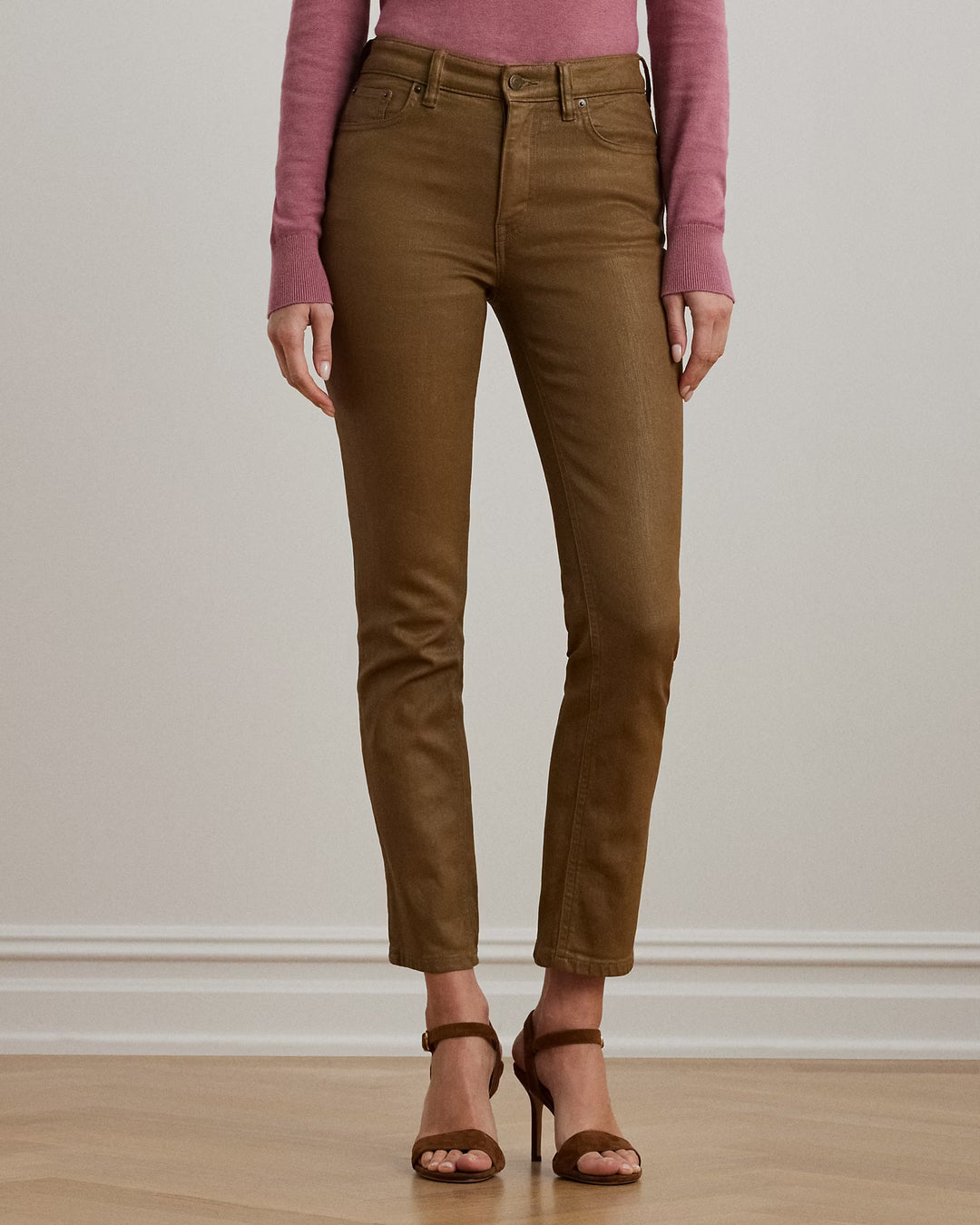 Ralph Lauren Coated High-Rise Straight Ankle Jean