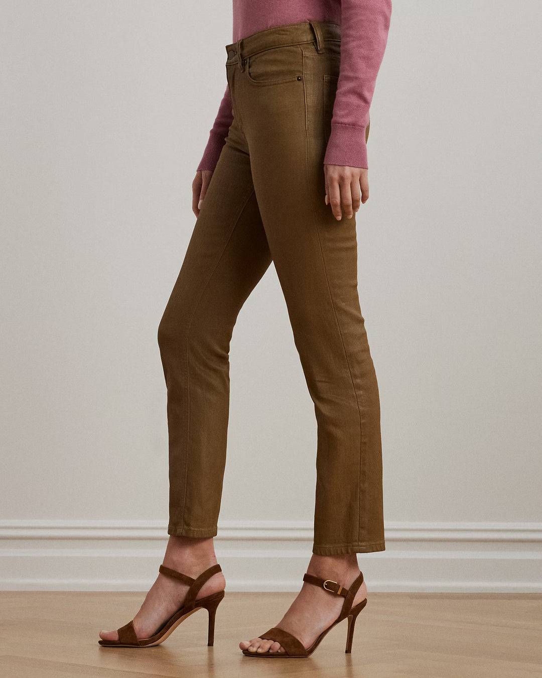 Ralph Lauren Coated High-Rise Straight Ankle Jean