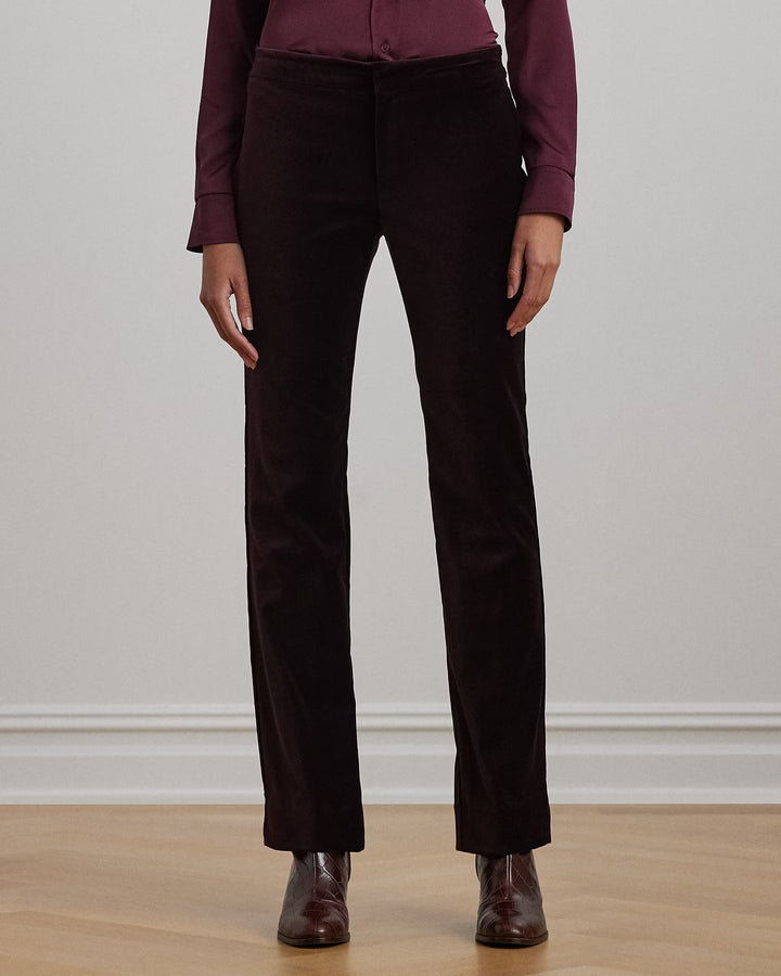 Ralph Lauren Stretch Velvet Straight-Leg Pant