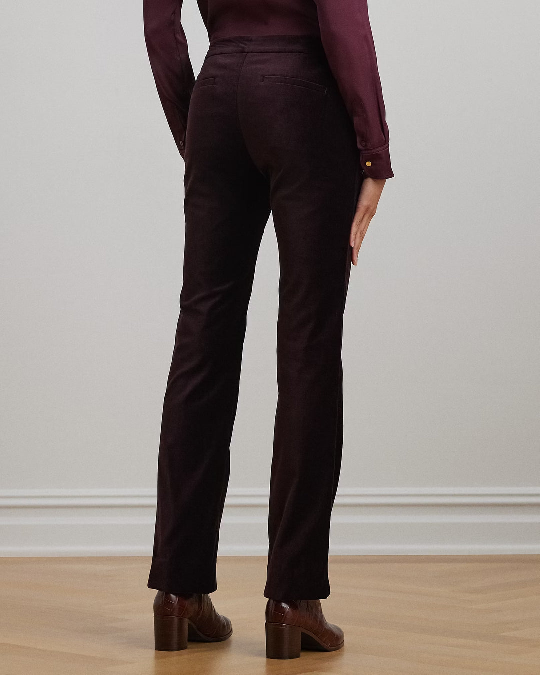 Ralph Lauren Stretch Velvet Straight-Leg Pant