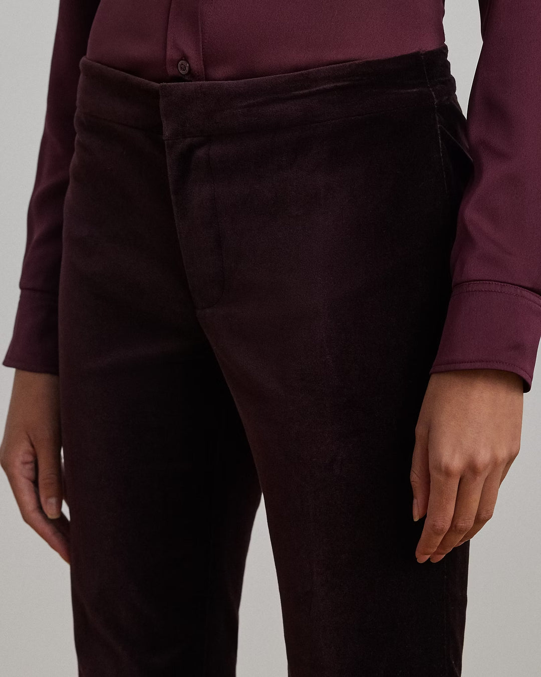 Ralph Lauren Stretch Velvet Straight-Leg Pant
