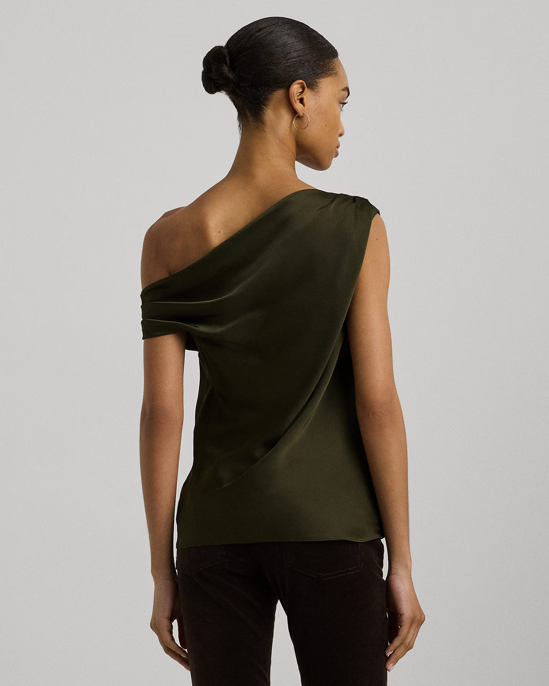 Ralph Lauren Satin Charmeuse Off-the-Shoulder Blouse